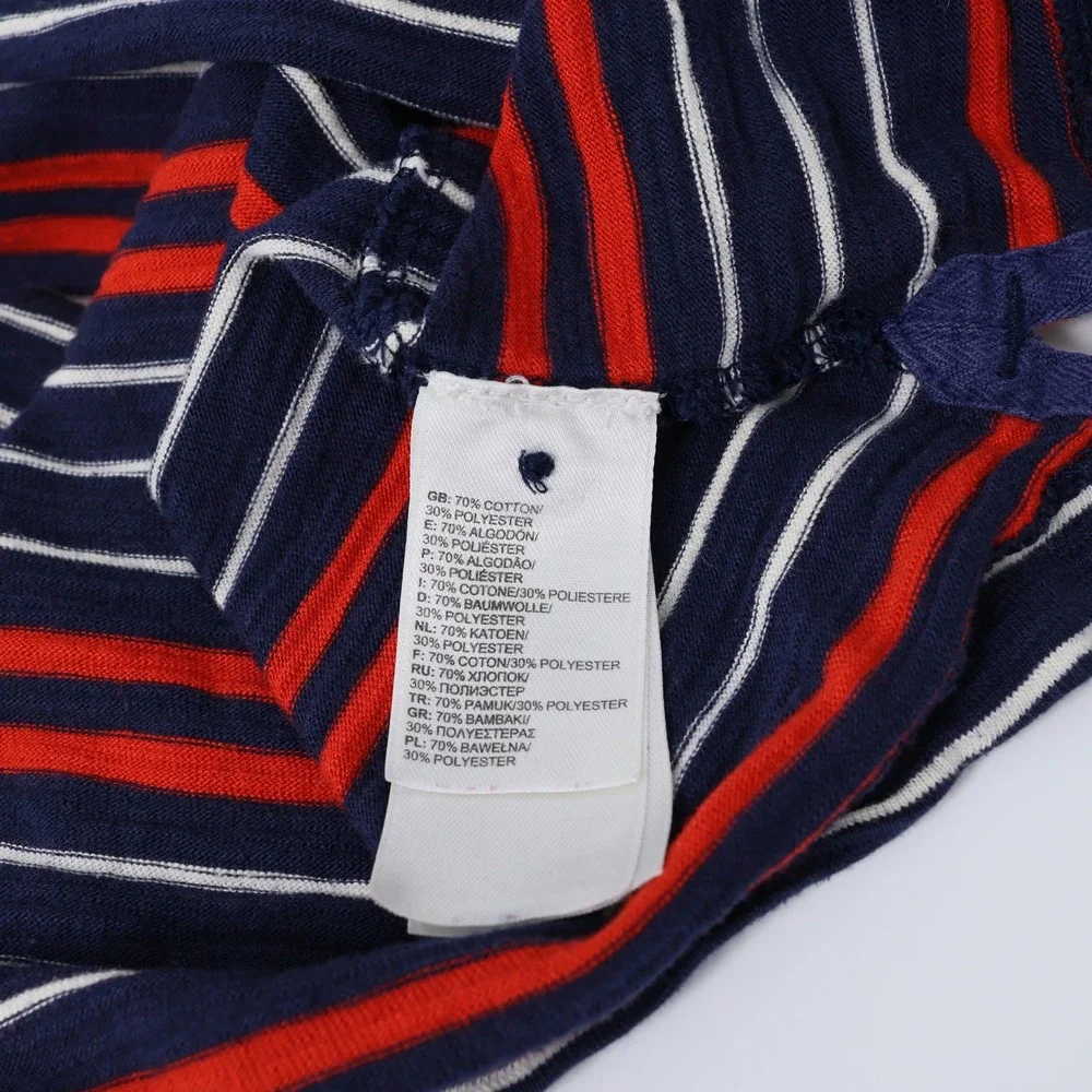 The North Face Mens XL Polo Shirt Striped Navy‎ Blue Red Short Sleeve Pocket